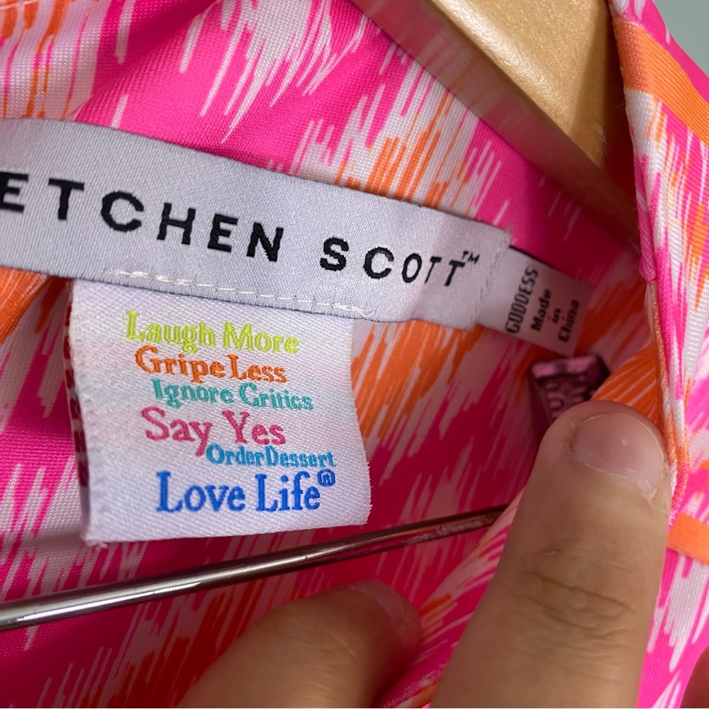 Gretchen Scott Goddess Ikat Jersey Dress Pink Orange XXL - Picture 3 of 6